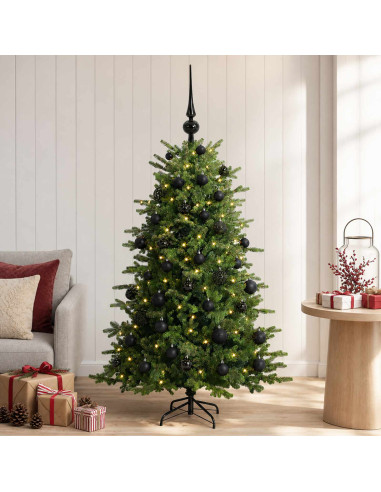 Albero di Natale artificiale con palline 150 cm 150 LED
