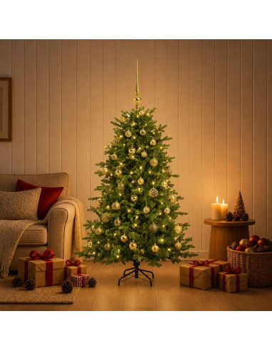 Albero di Natale artificiale con palline 150 cm 150 LED