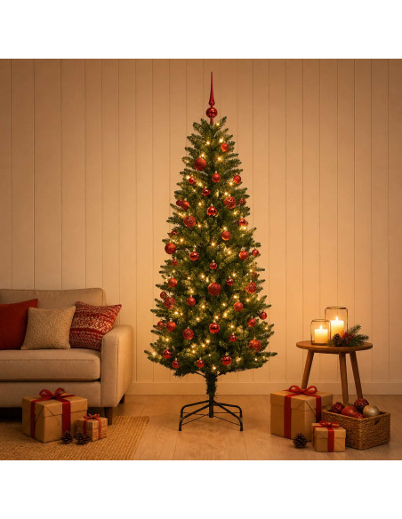 Albero di Natale Artificiale con Palline 120 cm 150 LED