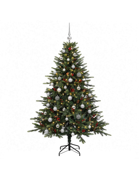 Albero di Natale artificiale con palline 150 cm 150 LED