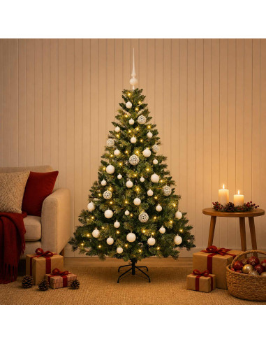 Albero di Natale Artificiale con Palline 150 cm 150 LED