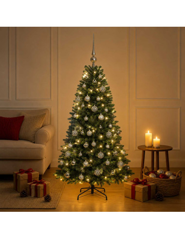 Albero di Natale Artificiale con Palline 120 cm 150 LED