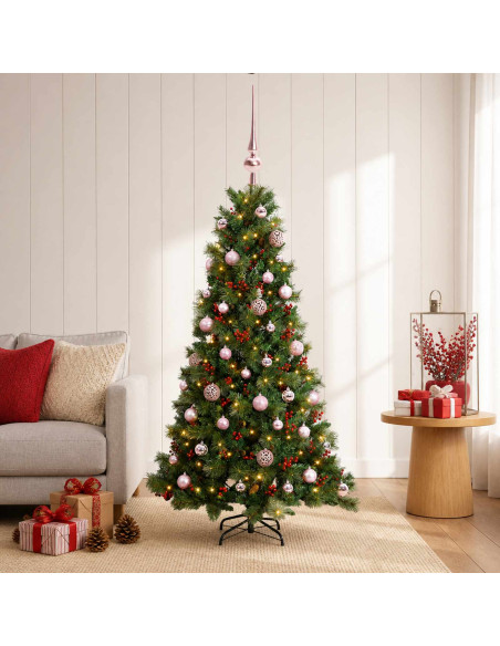 Albero di Natale artificiale con palline 150 cm 150 LED