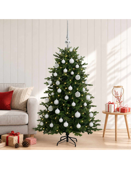 Albero di Natale artificiale con palline 150 cm 150 LED