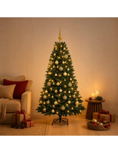 Albero di Natale Artificiale con Palline 120 cm 150 LED