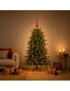 Albero di Natale artificiale con palline 150 cm 150 LED