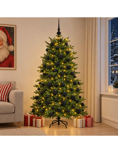 Albero di Natale artificiale con palline 180 cm 300 LED