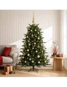 Albero di Natale artificiale con palline 150 cm 150 LED