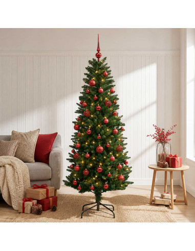 Albero di Natale Artificiale con Palline 120 cm 150 LED