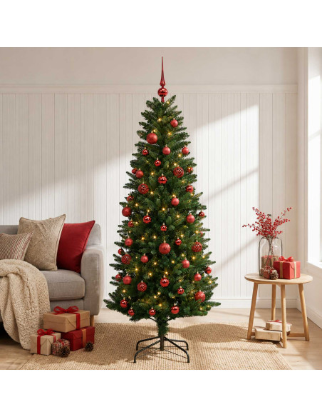 Albero di Natale Artificiale con Palline 120 cm 150 LED