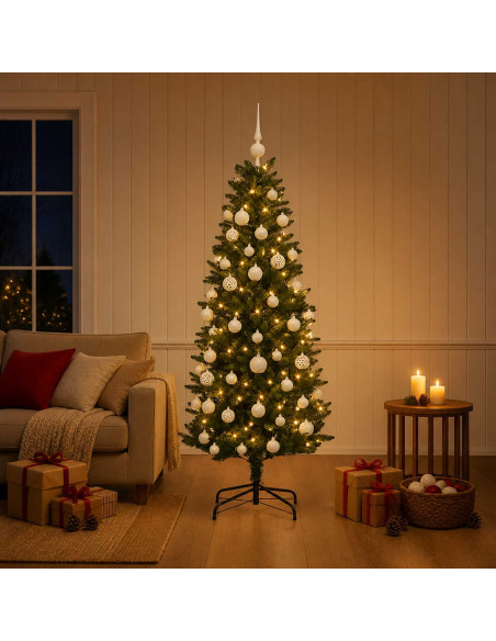 Albero di Natale Artificiale con Palline 120 cm 150 LED