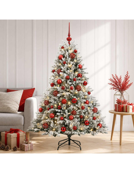 Albero di Natale artificiale con palline 120 cm 150 LED