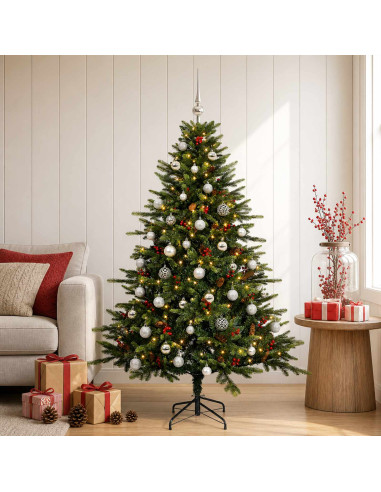Albero di Natale artificiale con palline 150 cm 150 LED
