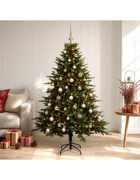 Albero di Natale artificiale con palline 150 cm 150 LED