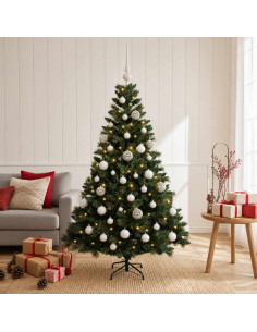 Albero di Natale Artificiale con Palline 150 cm 150 LED