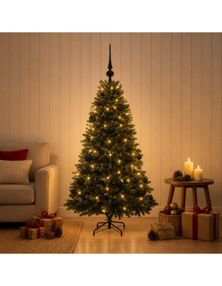Albero di Natale Artificiale con Palline 120 cm 150 LED