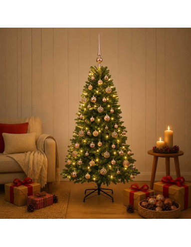 Albero di Natale Artificiale con Palline 120 cm 150 LED