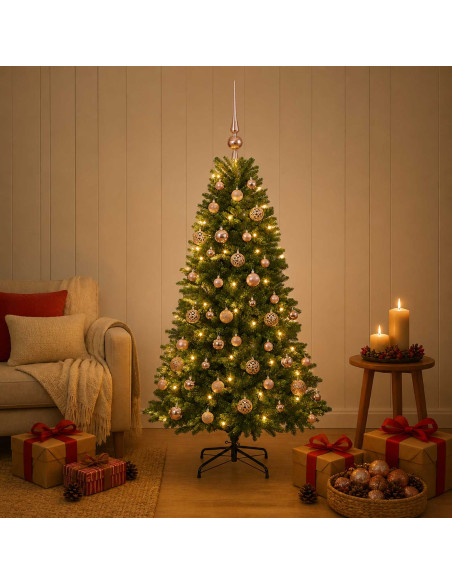 Albero di Natale Artificiale con Palline 120 cm 150 LED