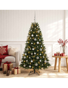 Albero di Natale Artificiale con Palline 120 cm 150 LED