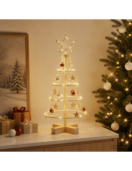 Albero a Cono di Natale KUOPIO 60 cm Acciaio Oro