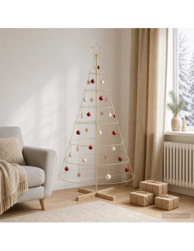 Albero a Cono di Natale KUOPIO 180 cm Acciaio Oro