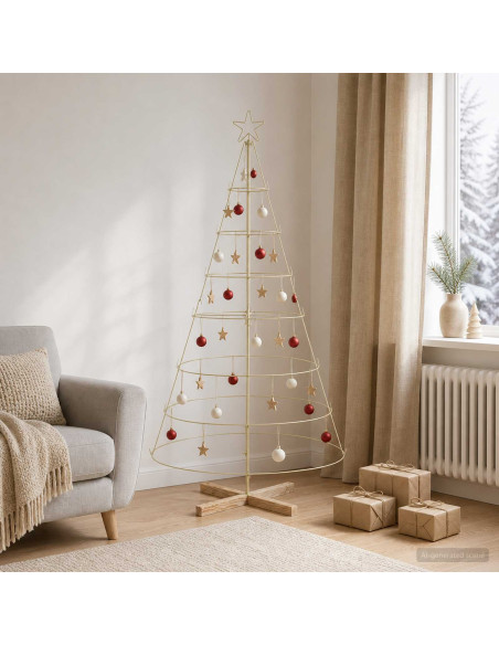 Albero a Cono di Natale KUOPIO 180 cm Acciaio Oro