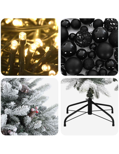 Albero di Natale artificiale con palline 180 cm 300 LED