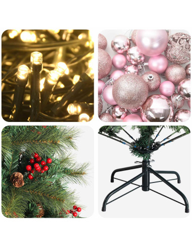 Albero di Natale artificiale con palline 180 cm 300 LED