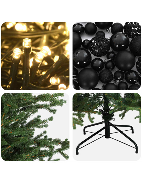 Albero di Natale artificiale con palline 180 cm 300 LED