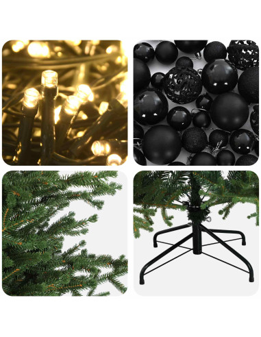 Albero di Natale artificiale con palline 180 cm 300 LED