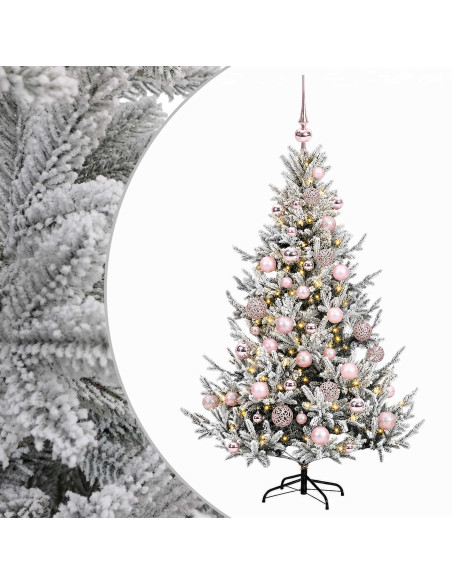 Albero di Natale artificiale con palline 150 cm 150 LED