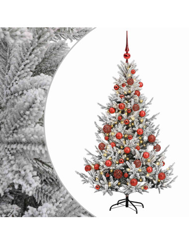 Albero di Natale artificiale con palline 150 cm 150 LED