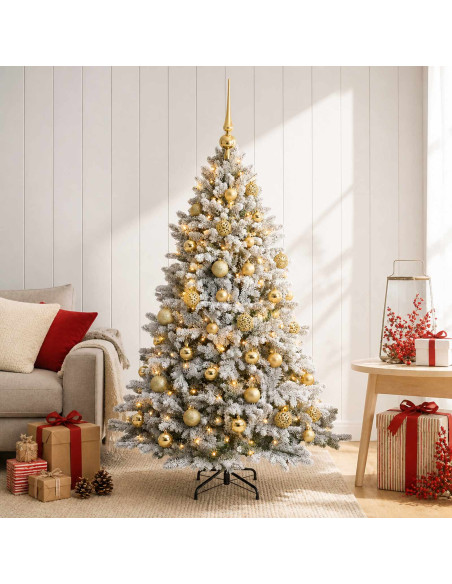 Albero di Natale artificiale con palline 150 cm 150 LED