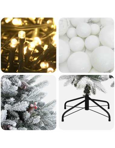 Albero di Natale artificiale con palline 150 cm 150 LED