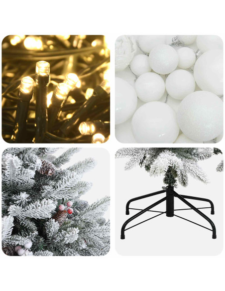 Albero di Natale artificiale con palline 150 cm 150 LED