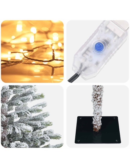 Albero di Natale artificiale con palline 150 cm 150 LED