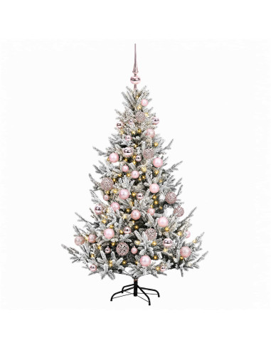 Albero di Natale artificiale con palline 150 cm 150 LED