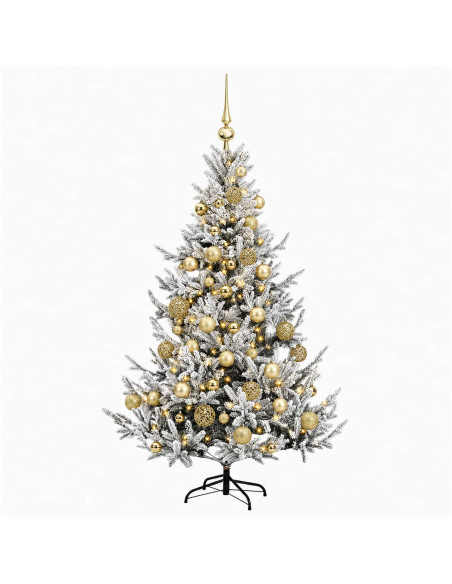 Albero di Natale artificiale con palline 150 cm 150 LED