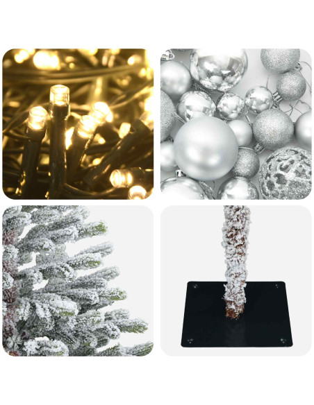 Albero di Natale artificiale con palline 150 cm 150 LED