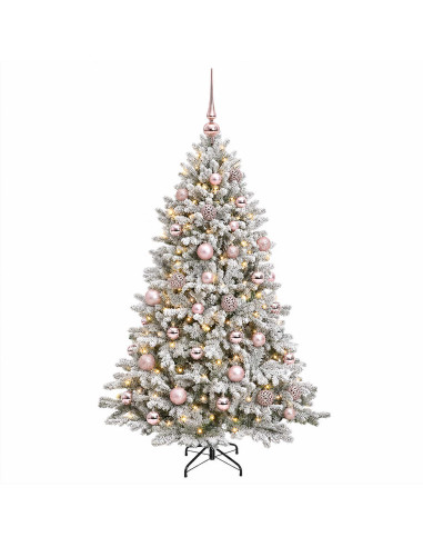 Albero di Natale artificiale con palline 150 cm 150 LED