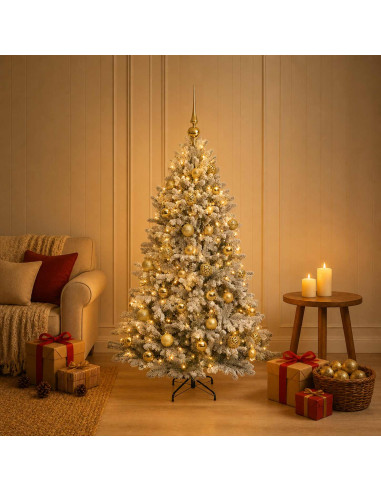 Albero di Natale artificiale con palline 150 cm 150 LED