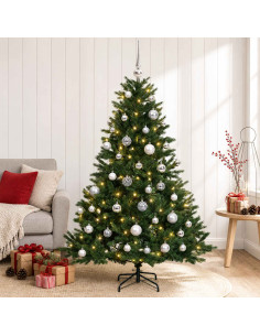 Albero di Natale artificiale con palline 150 cm 150 LED