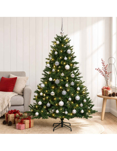 Albero di Natale artificiale con palline 150 cm 150 LED