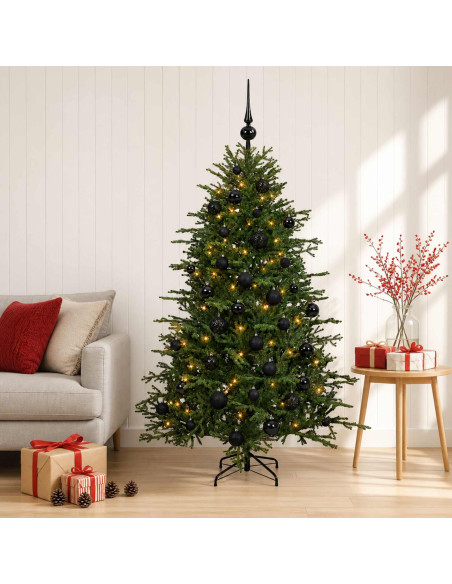 Albero di Natale artificiale con palline 150 cm 150 LED