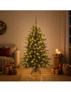 Albero di Natale artificiale con palline 120 cm 150 LED