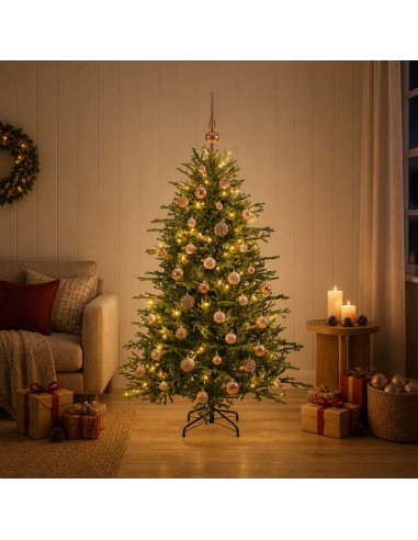 Albero di Natale artificiale con palline 120 cm 150 LED