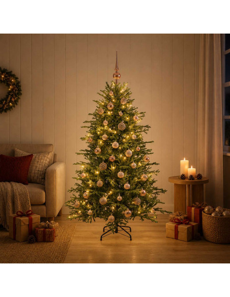 Albero di Natale artificiale con palline 120 cm 150 LED