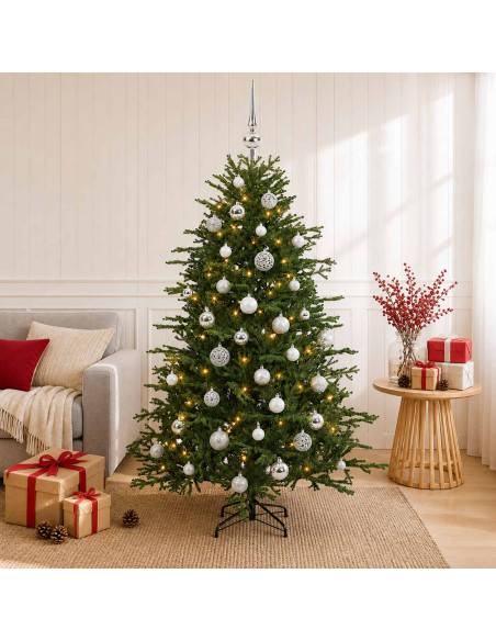 Albero di Natale artificiale con palline 150 cm 150 LED