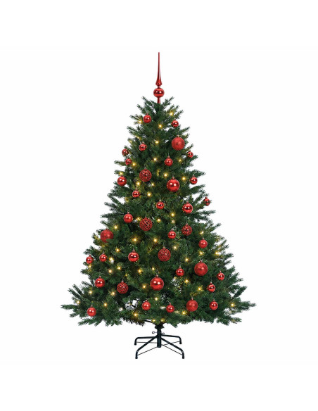 Albero di Natale artificiale con palline 150 cm 150 LED