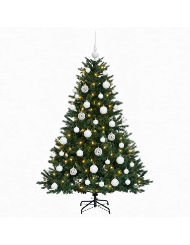 Albero di Natale artificiale con palline 120 cm 150 LED